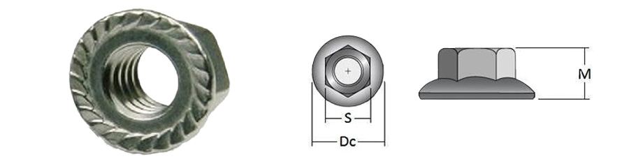 100pcs M5-0.8 Serrated Flange Nuts - Class 8 DIN 6923, Zinc Plated Steel
